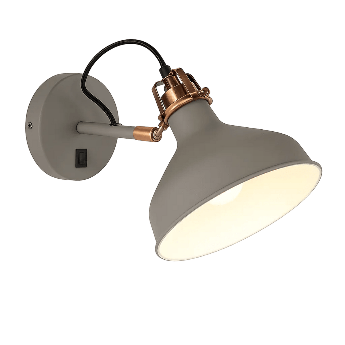 Grey & Copper Indoor Wall Light with Switch — transparent background