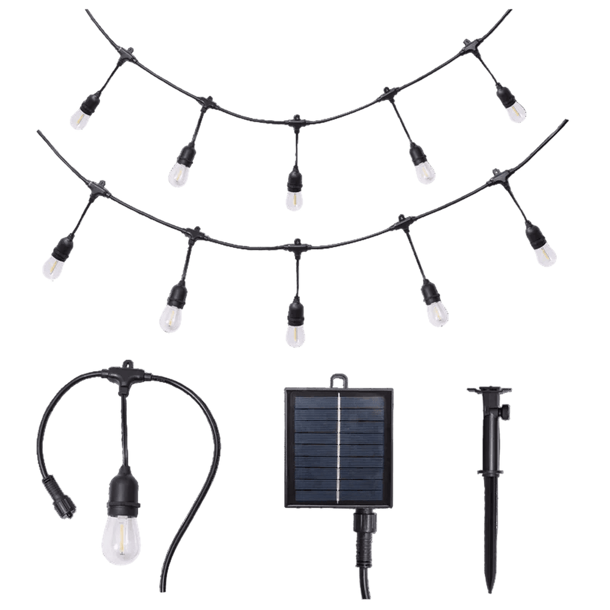 Solar Outdoor String Light Kit - 20 Meter IP65 — transparent background