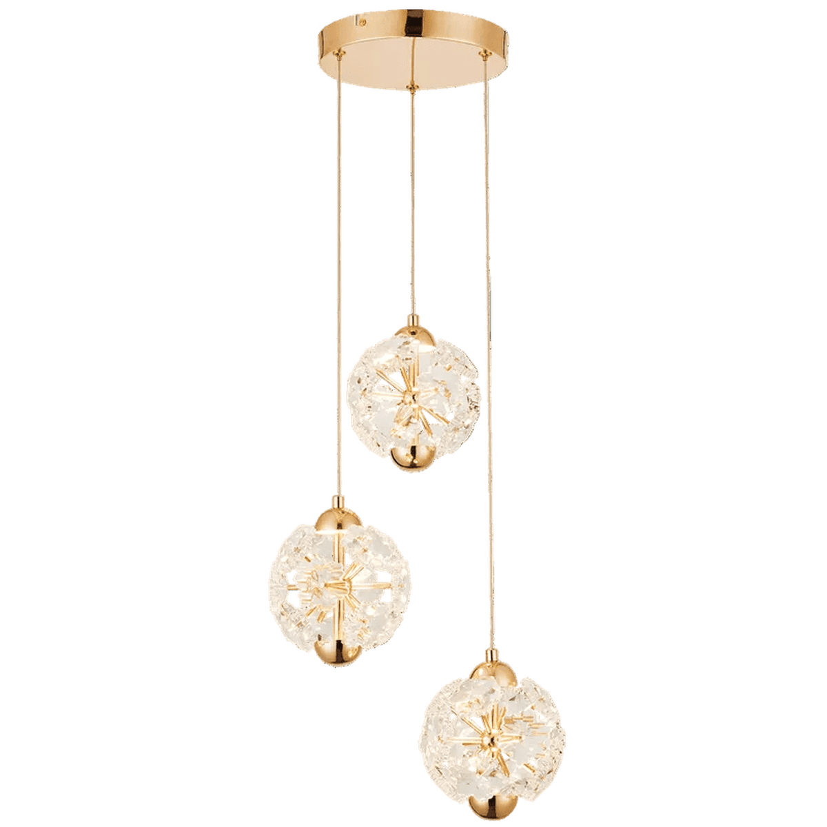 Starburst Trio Gold Pendant Light — transparent background