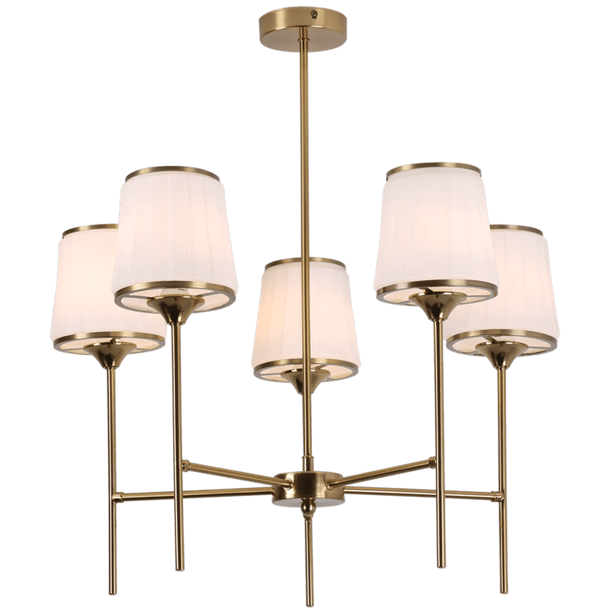 Savoy Brass & Fluted Glass Chandelier — transparent background