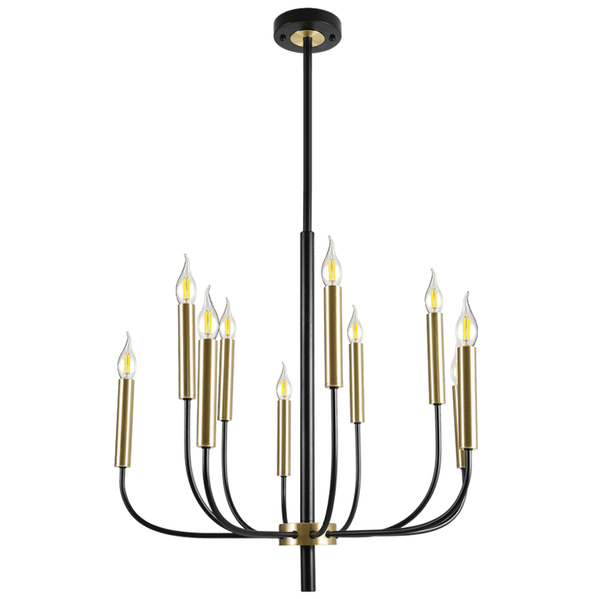 Black & Gold 10 Light Chandelier — transparent background