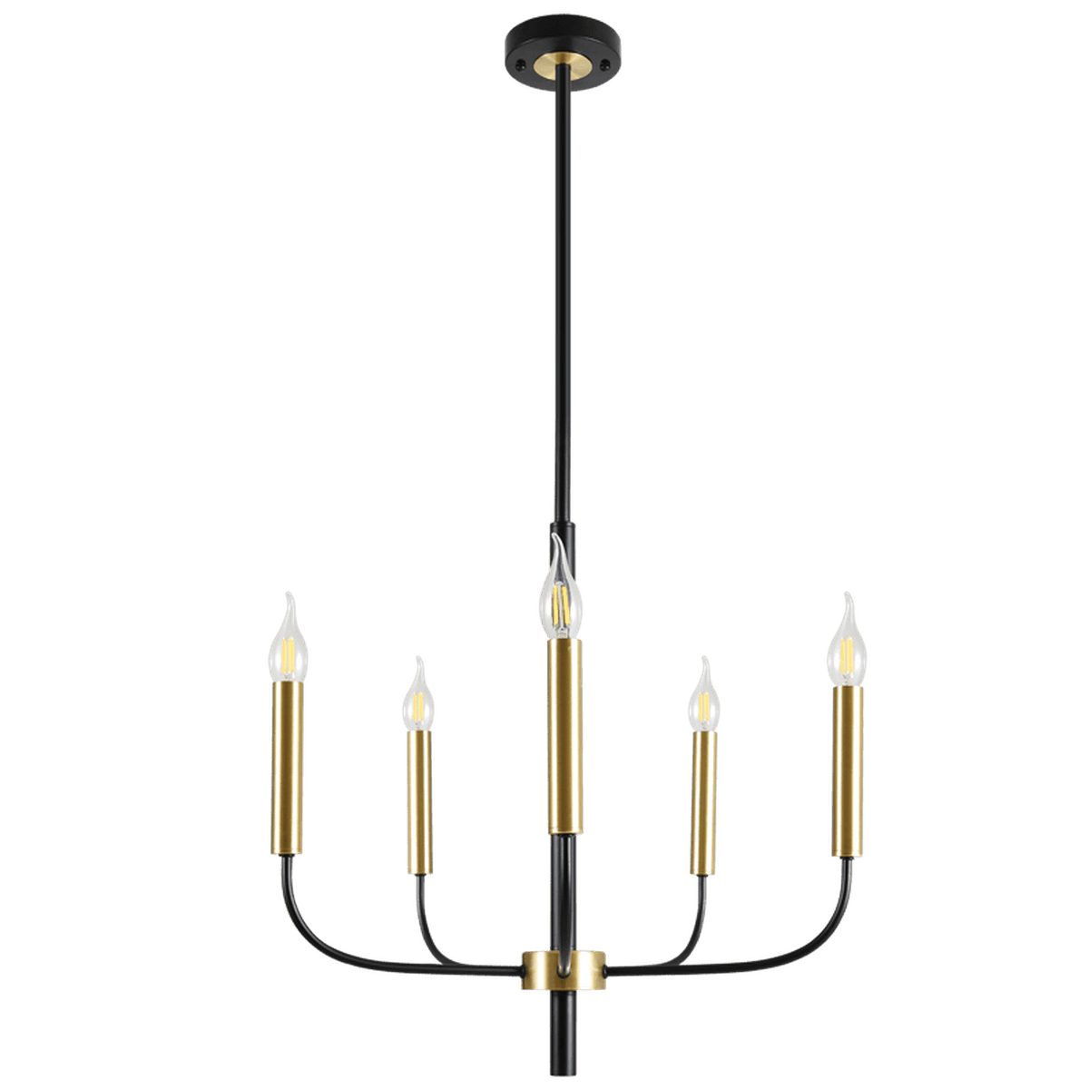 Black & Gold 5 Light Chandelier — transparent background