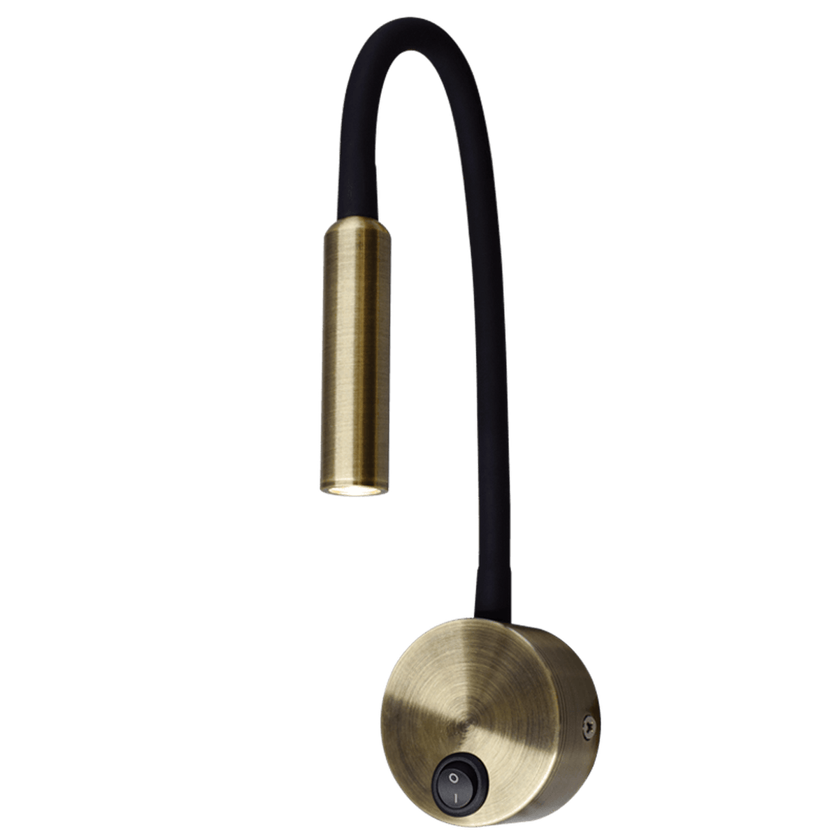 Brass & Black LED Reading Light - Flexible Arm (3W) — transparent background