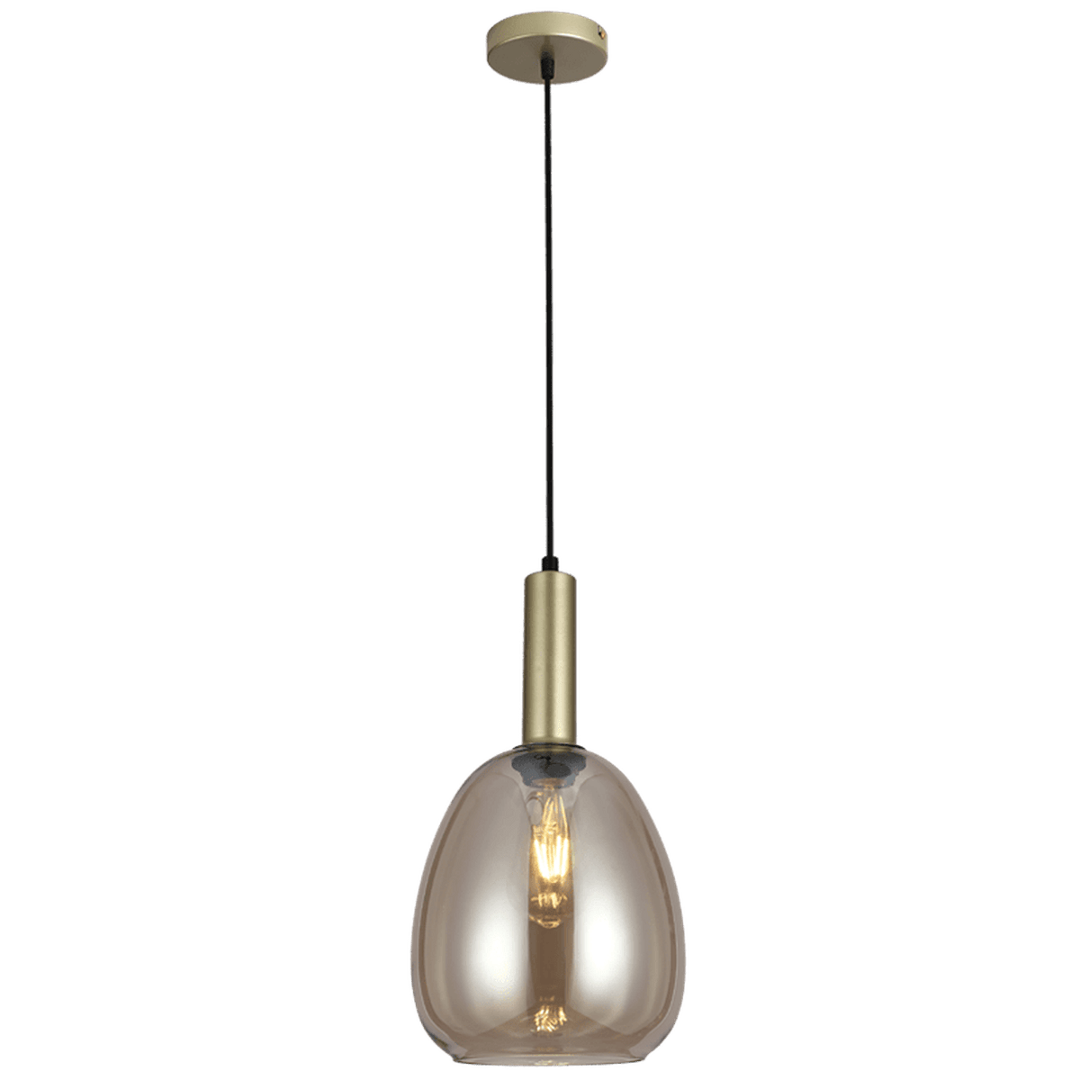 Brushed Gold & Champagne Glass Pendant Light — transparent background