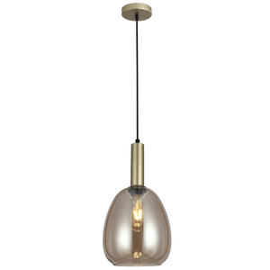 Brushed Gold & Champagne Glass Pendant Light — transparent background
