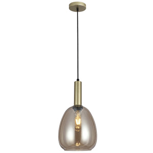 Brushed Gold & Champagne Glass Pendant Light — white background