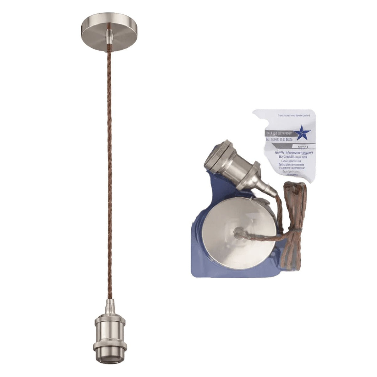 Satin Chrome Pendant Light - Adjustable Cord — white background
