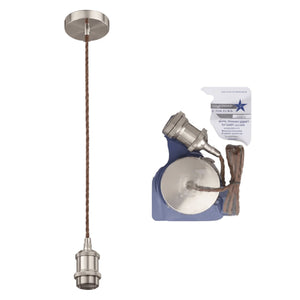 Satin Chrome Pendant Light - Adjustable Cord — white background