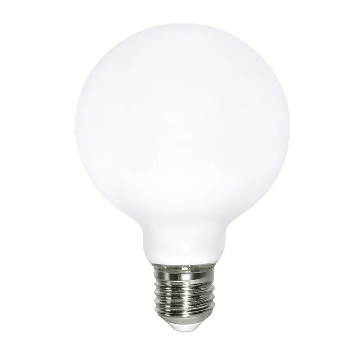 6W Dimmable White G125 Filament LED Bulb – E27, 3000K Warm White — white background