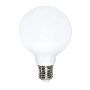 6W Dimmable White G125 Filament LED Bulb – E27, 3000K Warm White — white background