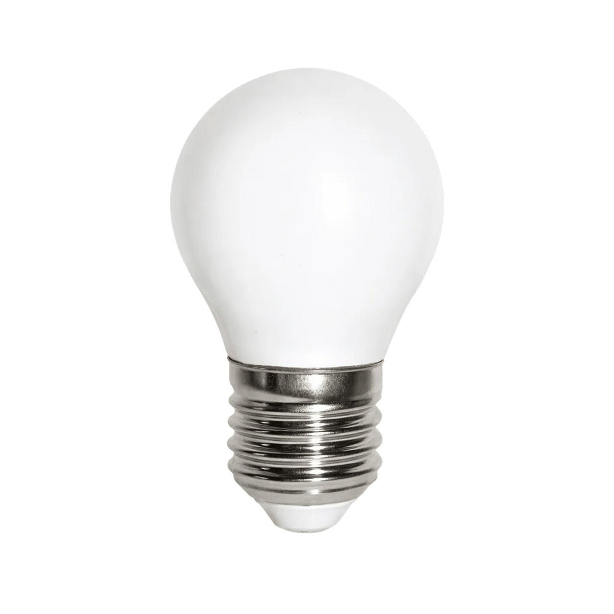 4.5W Dimmable Opal Golf Ball Filament LED Bulb – E27, 3000K Warm White — white background