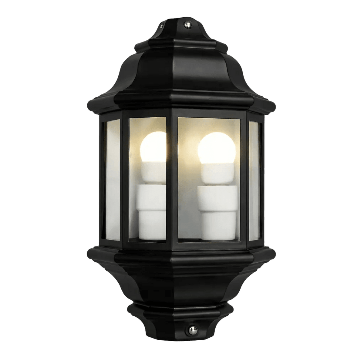 5 Panel Half Lantern Outdoor Wall Light (Black) — transparent background