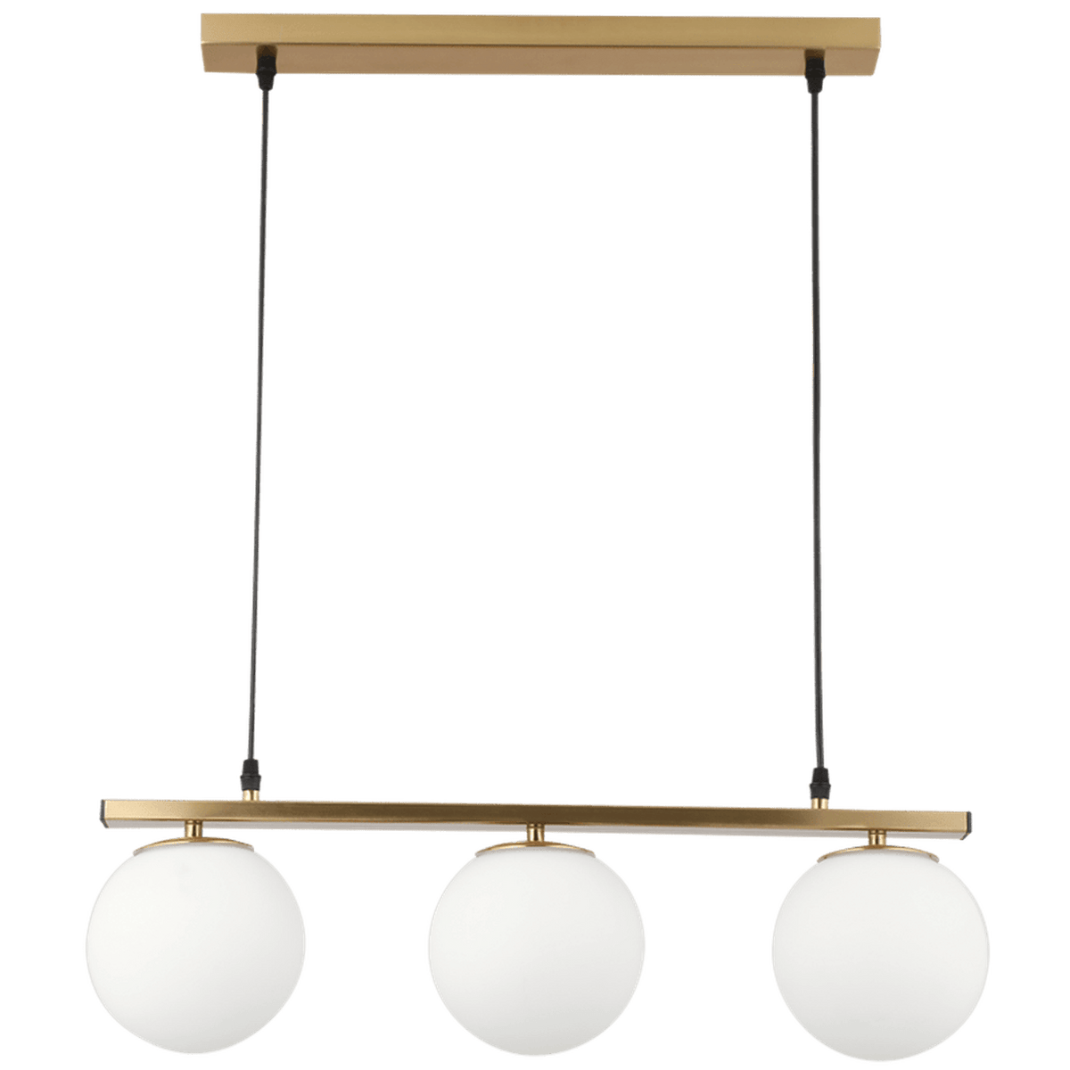 Orion Sphere 3 Light Brass & Opal Pendant Light — transparent background
