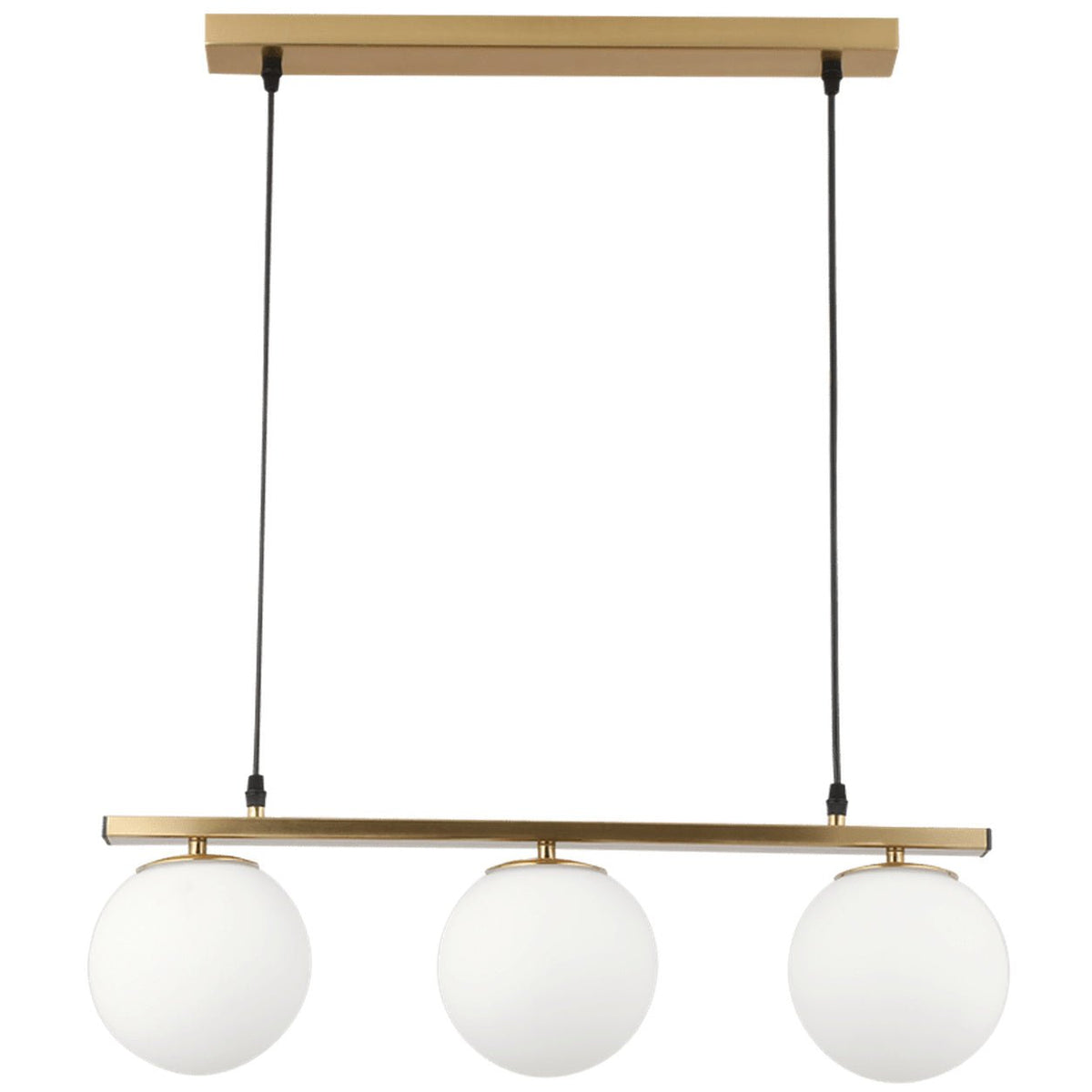 Orion Sphere 3 Light Brass & Opal Pendant Light — white background
