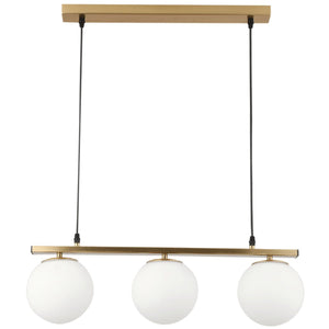Orion Sphere 3 Light Brass & Opal Pendant Light — white background