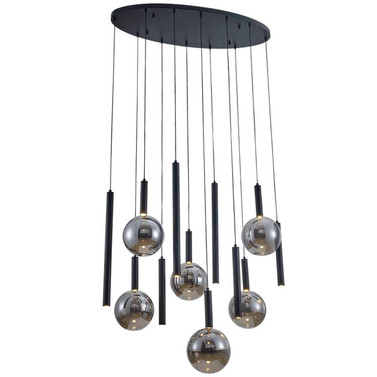 Smoke Glass Round Cluster Pendant Light — white background