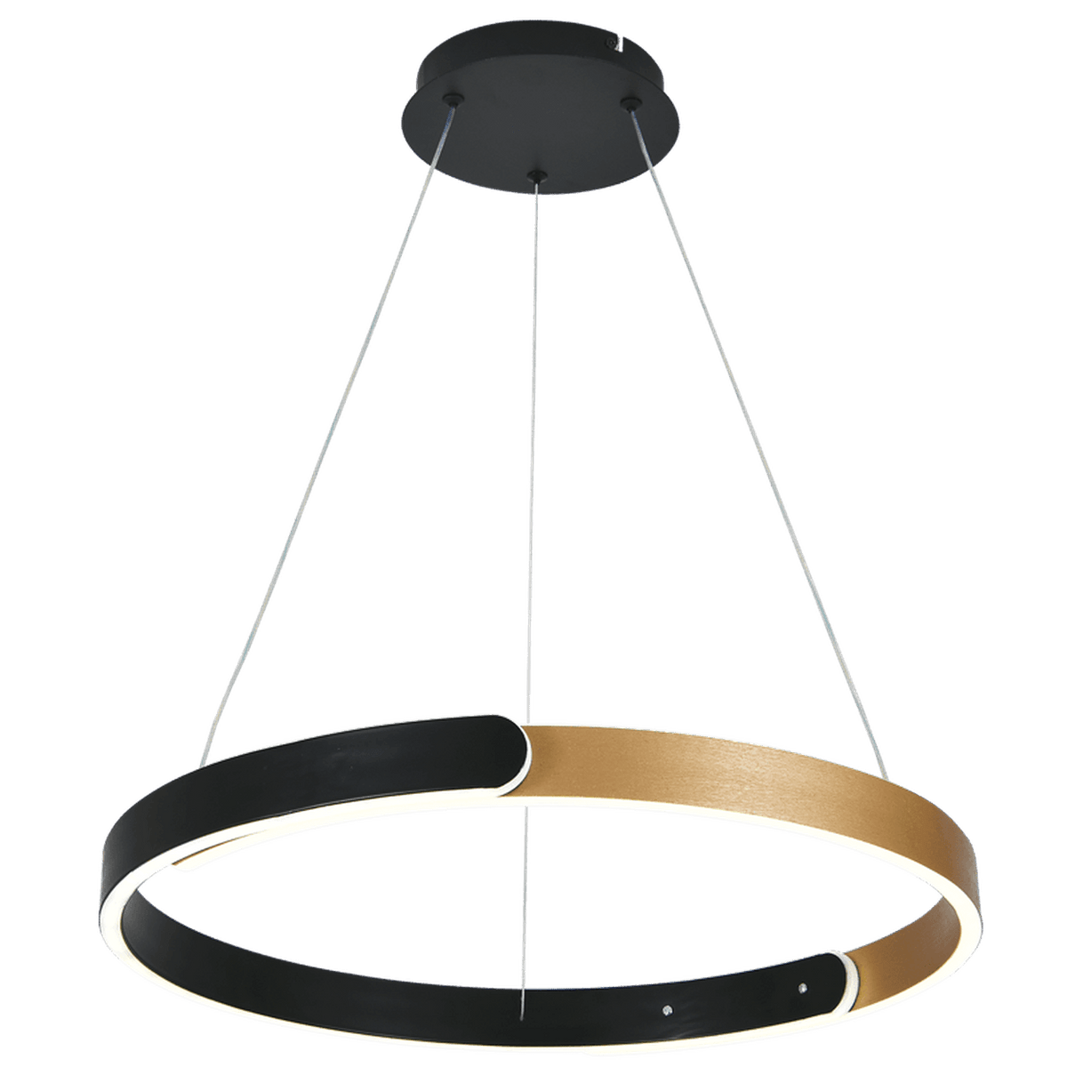 Black & Brass CCT LED Ring Pendant — transparent background