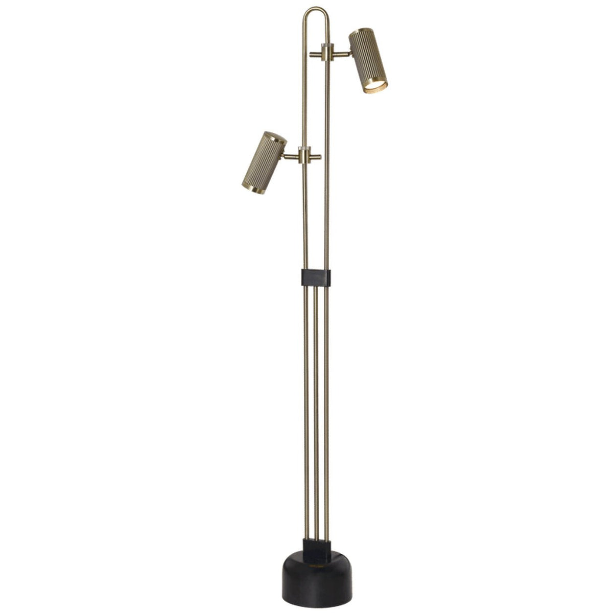 Adjustable Dual Head Standing Lamp - Gold Finish — white background