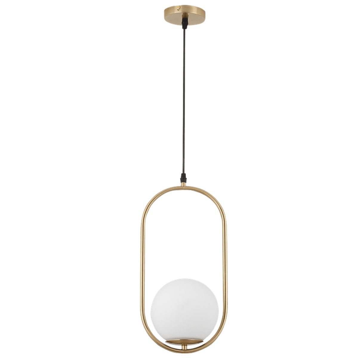 Satin Brass Pendant Light - Opal Glass — transparent background