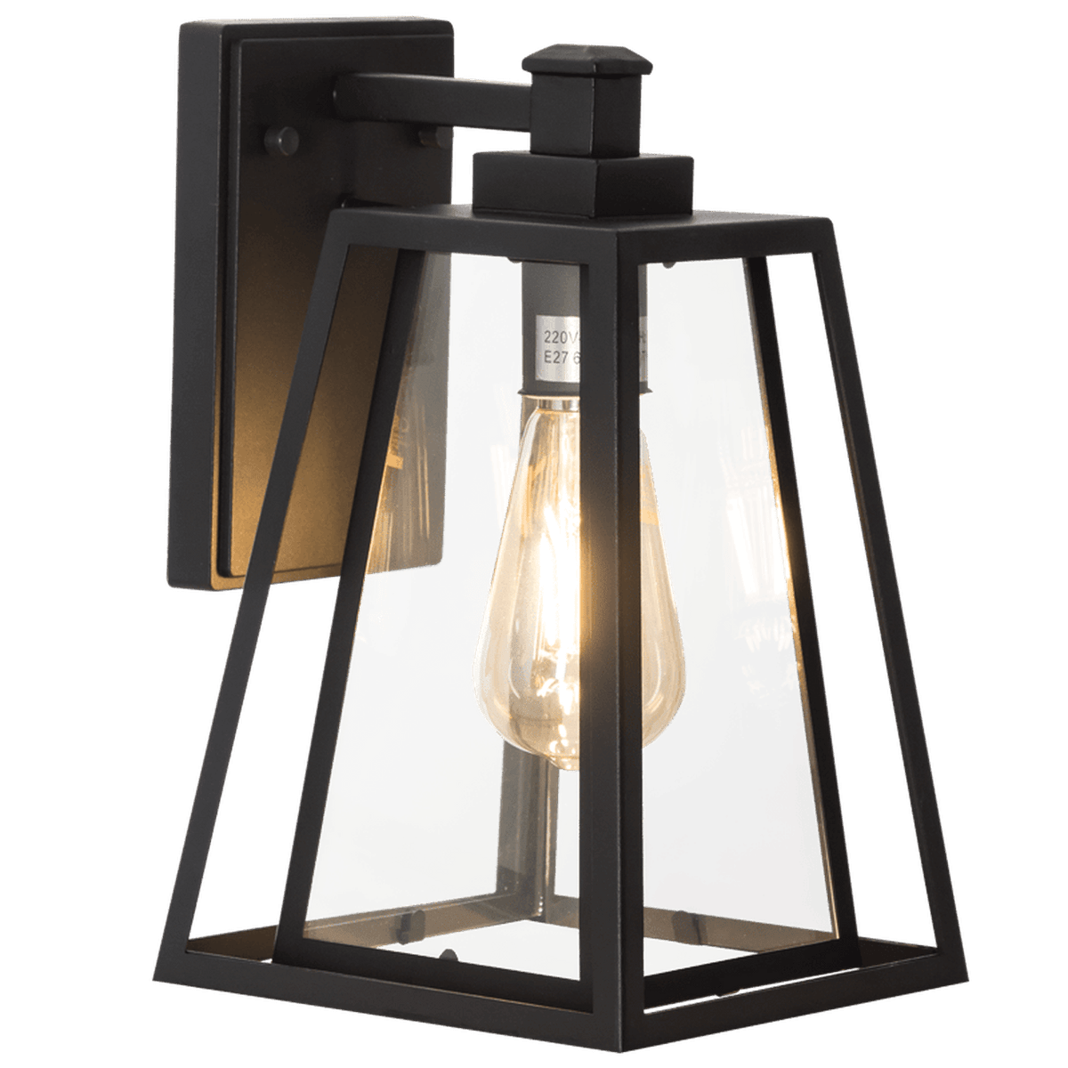 Black Outdoor Wall Light IP44 — transparent background