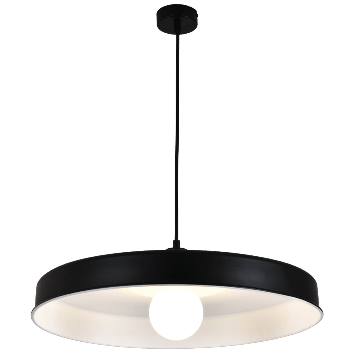 Black Metal Pendant Light White Inner Finish — transparent background