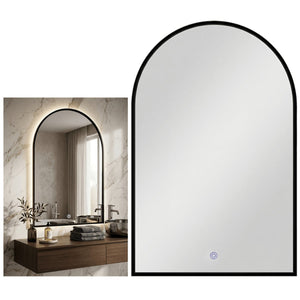 LED Mirror with Black Frame - Touch Switch, 3CCT Dimmable (IP44) — white background
