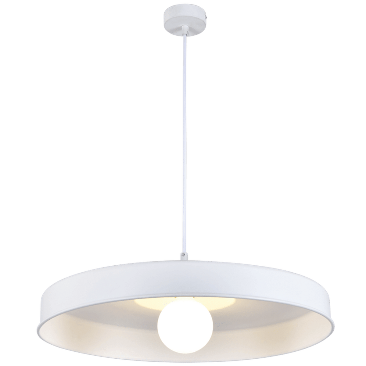 White Metal Pendant Light Adjustable Cord — transparent background