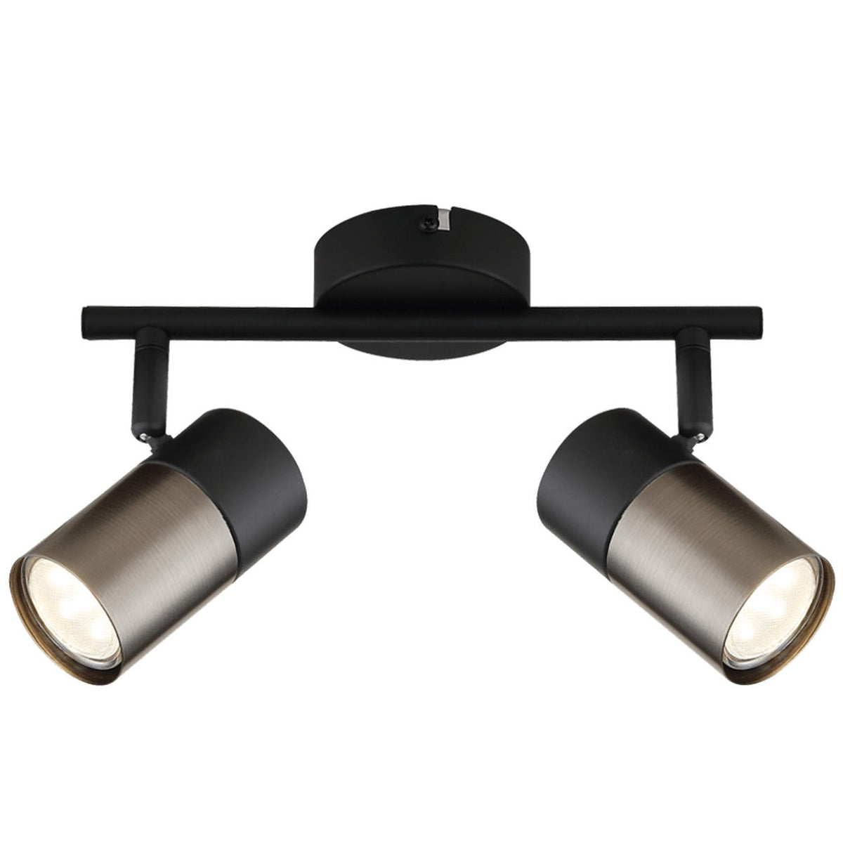 Black Metal Spotlight - 2 Light — white background