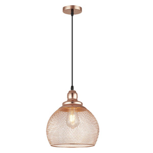 Rose Gold Mesh Pendant Light — white background