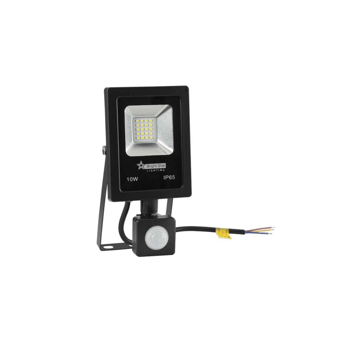 10W Black LED Floodlight PIR Sensor IP44 — transparent background