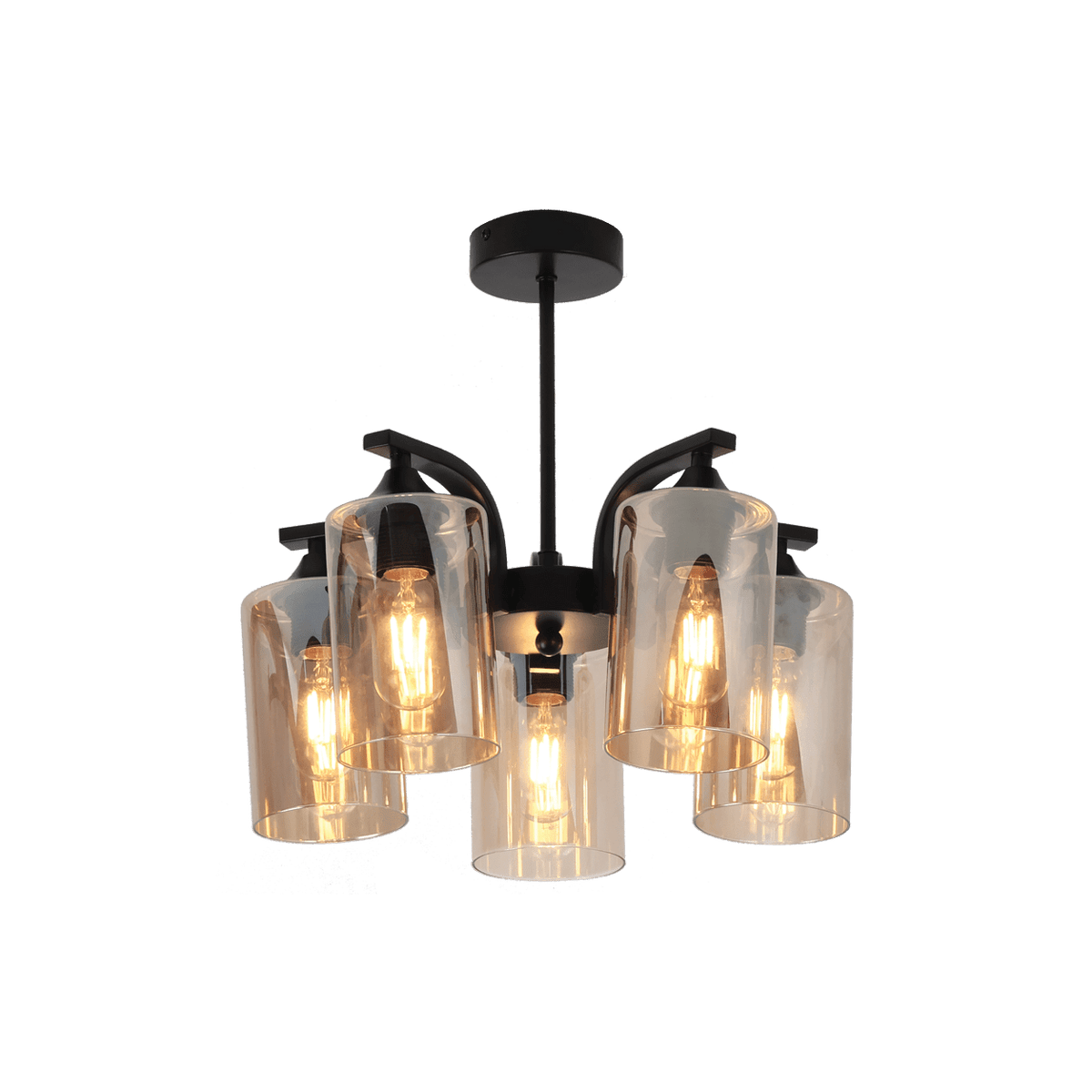 Black Chandelier Amber Glass — transparent background