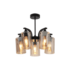 Black Chandelier Amber Glass — transparent background