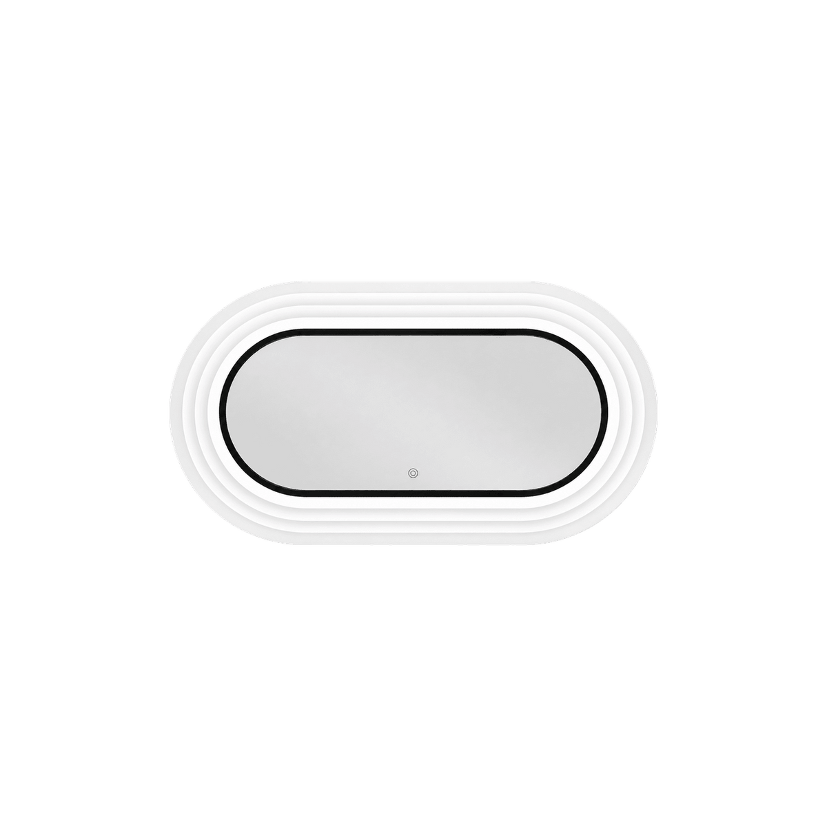 Oval LED Mirror – Black Frame 3CCT Dimmable IP44 — transparent background