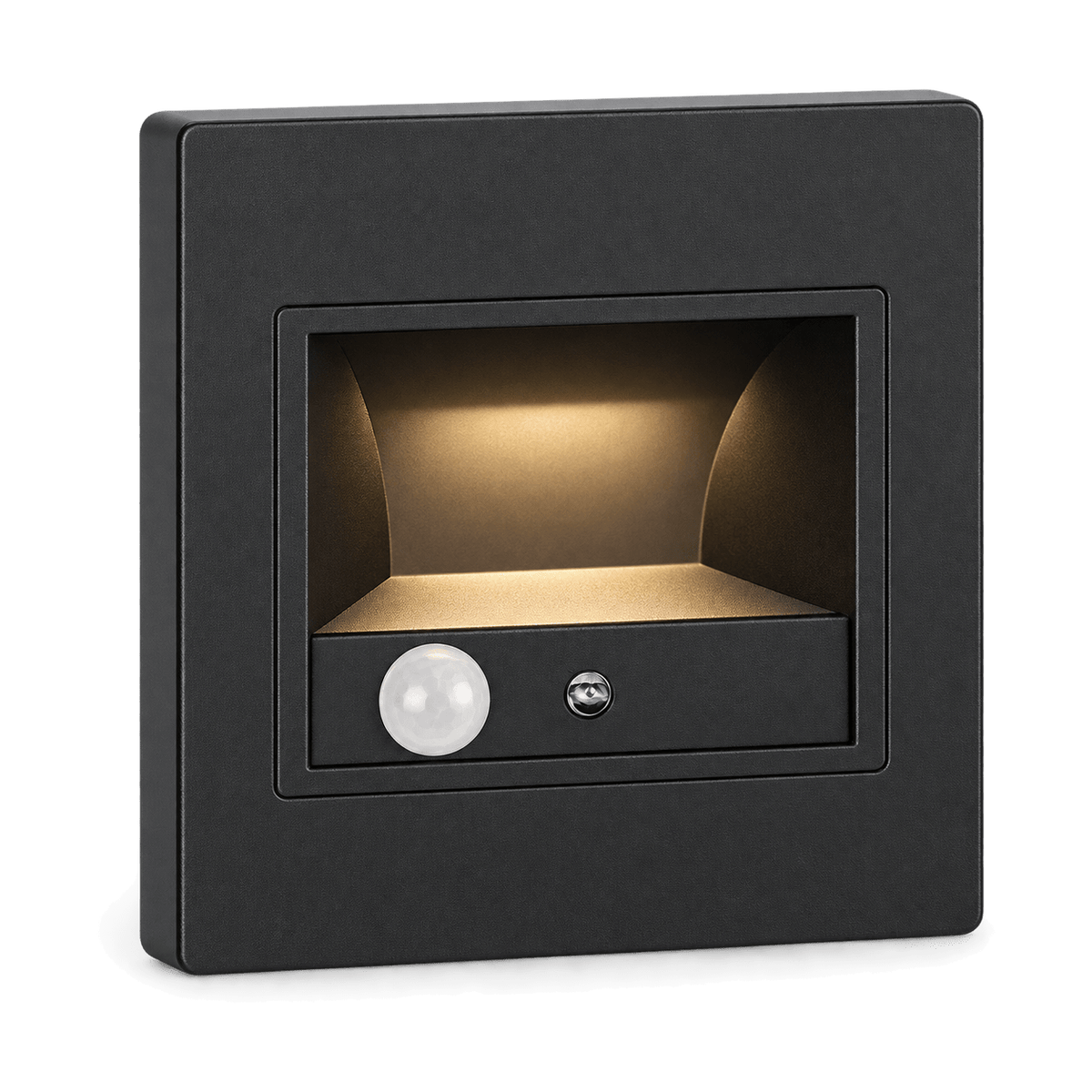 Square Motion Sensor LED Foot Light Warm White 2700K on transparent background