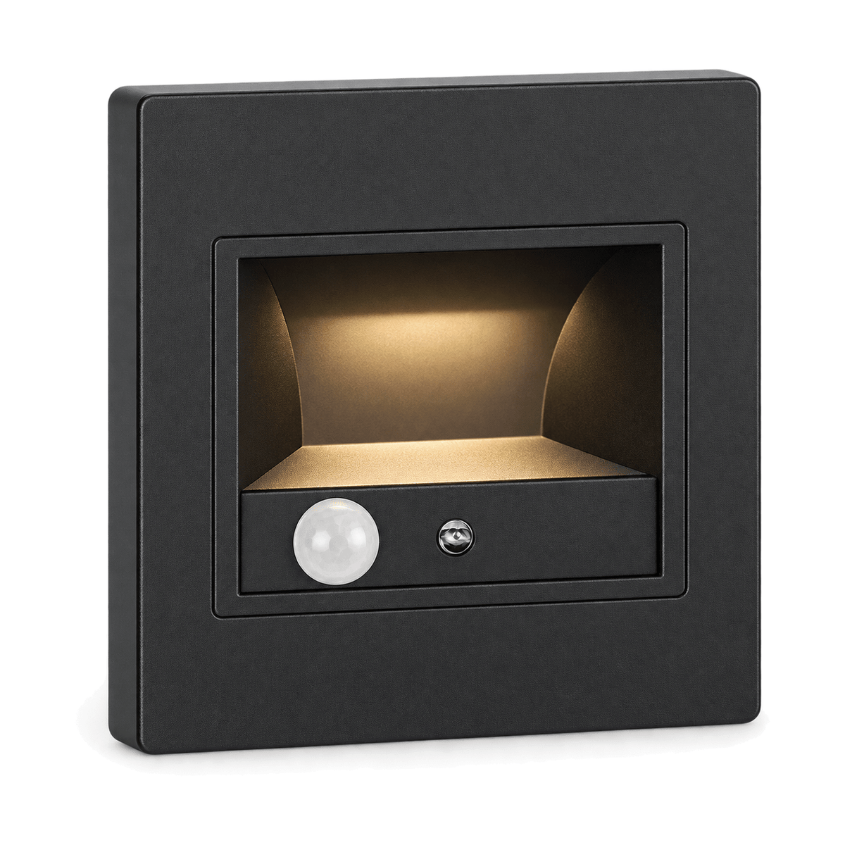 Square Motion Sensor LED Foot Light Warm White 2700K on white background