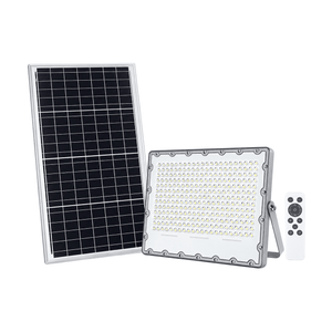 60W Solar LED Floodlight with Panel and Remote on white background