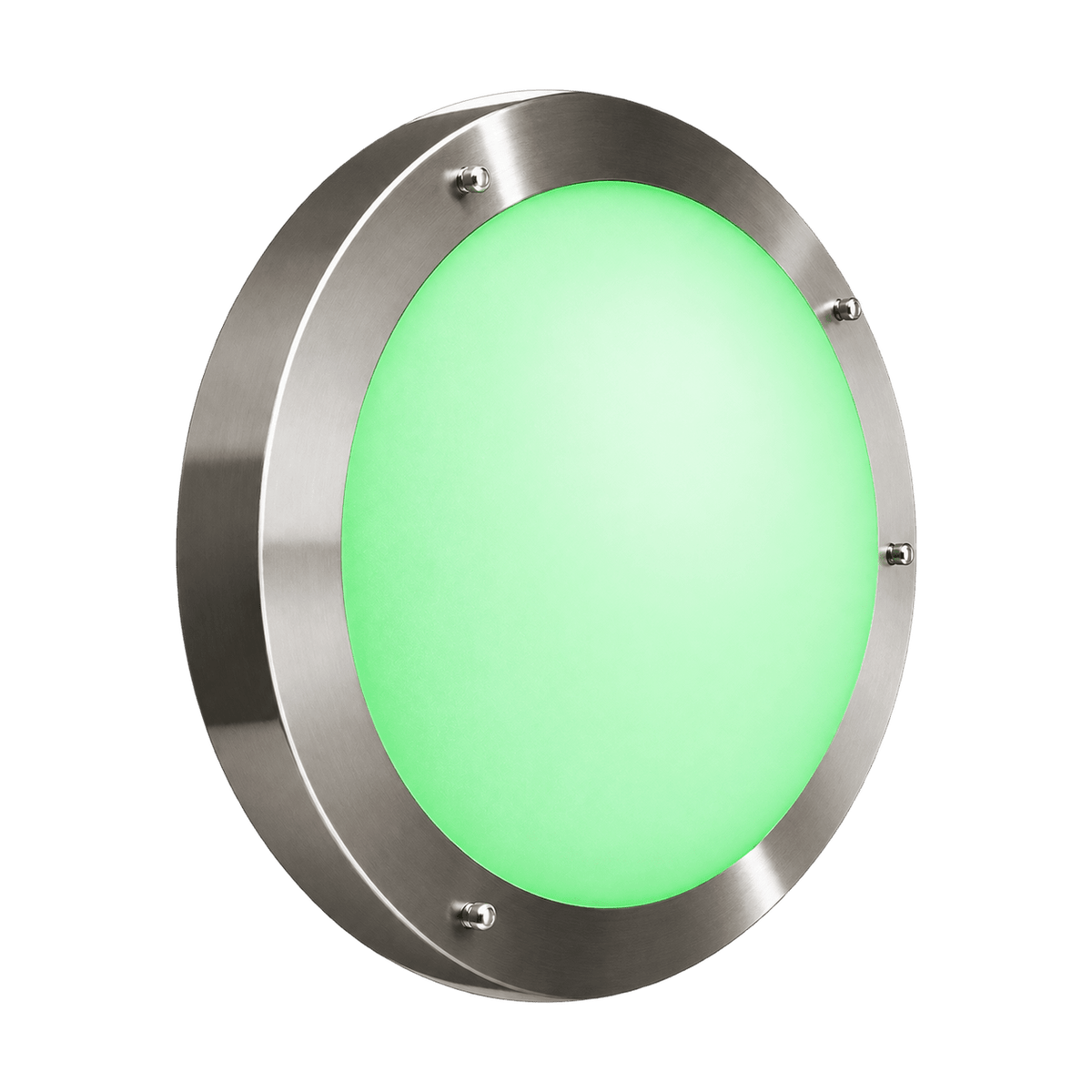 1.5W Stainless Steel Green IP54 LED Wall Light on transparent background