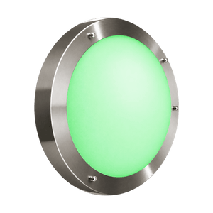 1.5W Stainless Steel Green IP54 LED Wall Light on transparent background