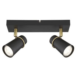 Barrington black and gold 2-light spot - white background