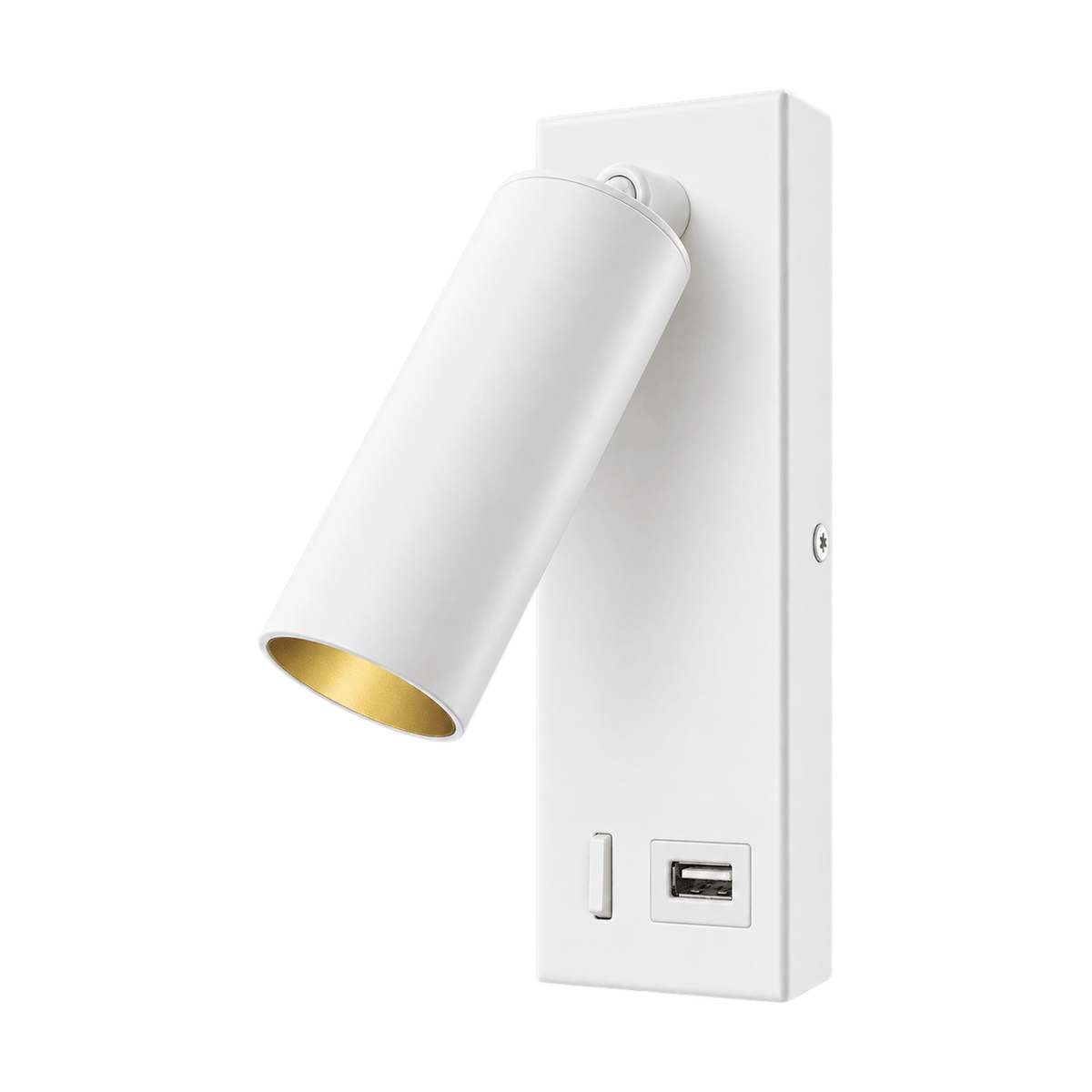 Cosima Bedside Reading Light with USB - White — transparent background