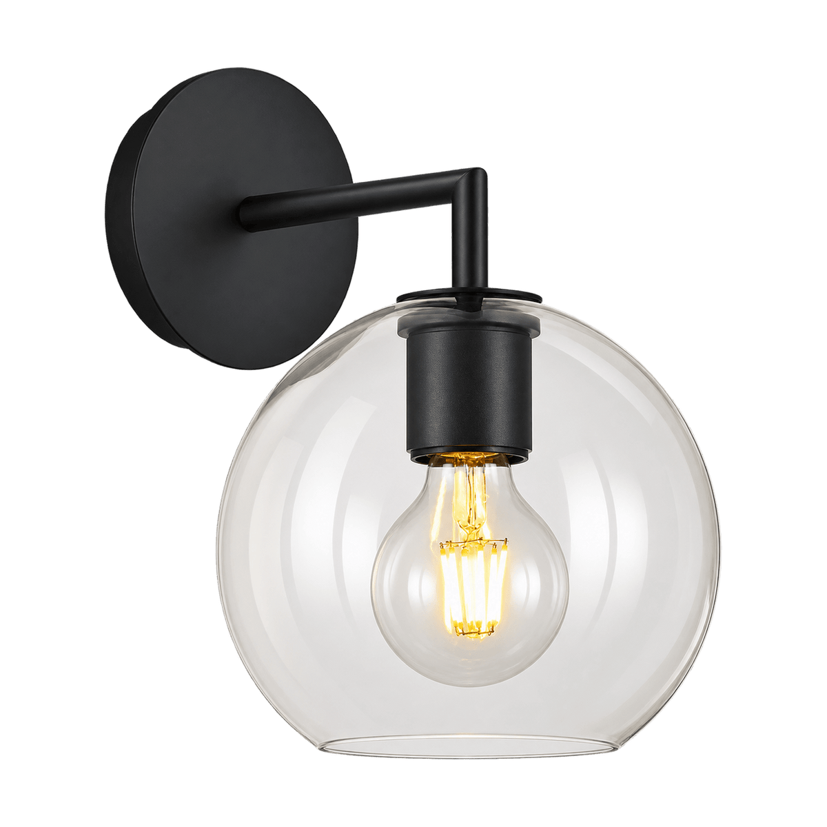 Trend Glass Ball Wall Light - Black product image on a transparent background
