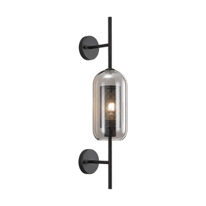 New York Cylinder Wall Light - Smoke Glass & Black Mesh product image on a transparent background