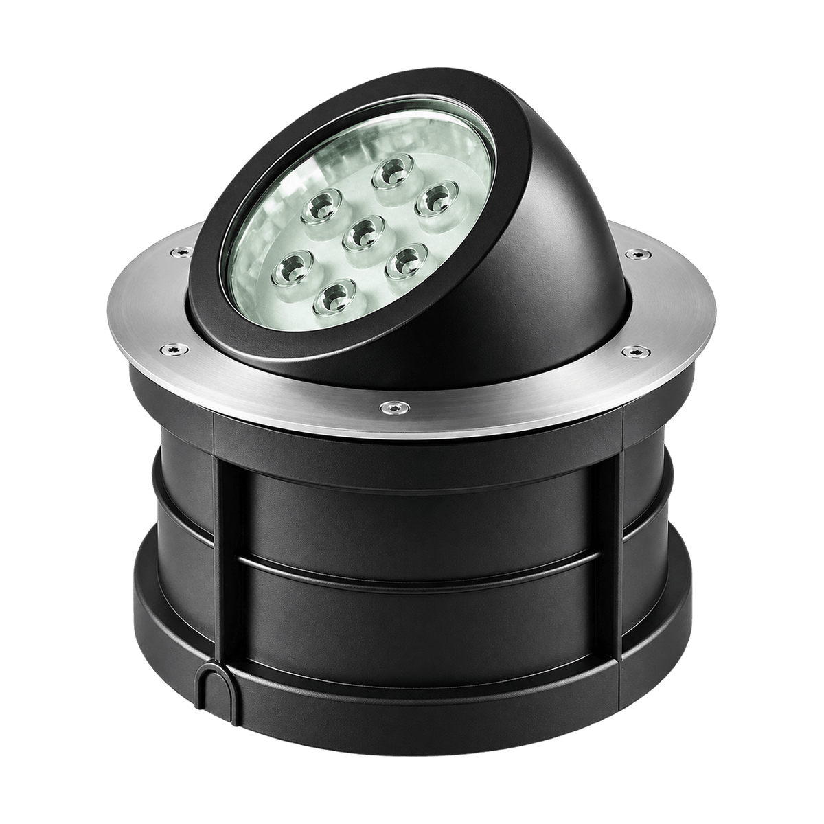 LED Ground Light - Angled 18 Watt Round (IP67) - Warm White (3000K) on a transparent background