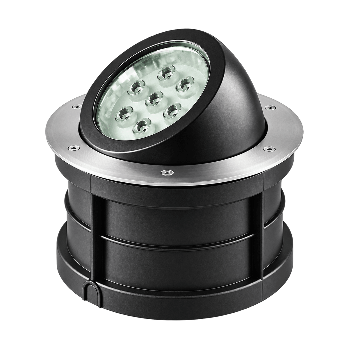 LED Ground Light - Angled 18 Watt Round (IP67) - Warm White (3000K) on a white background