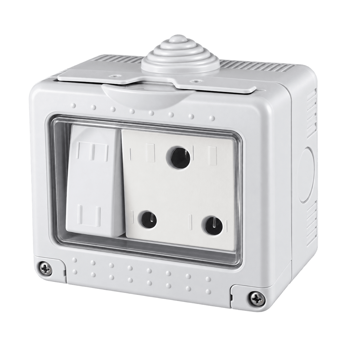 Weatherproof Plug Socket - Switched on a transparent background