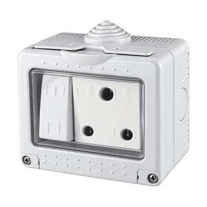 Weatherproof Plug Socket - Switched on a white background