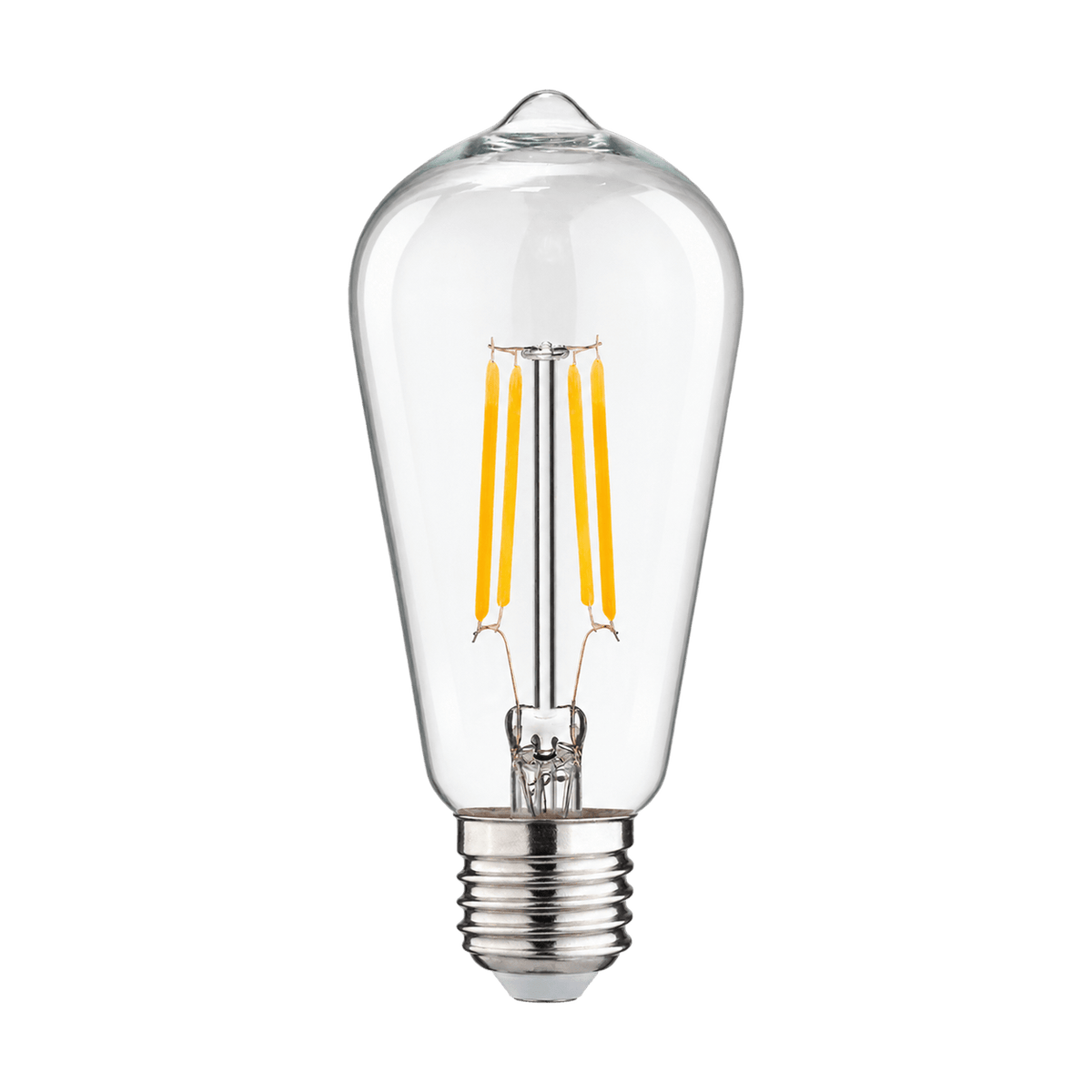 6W Dimmable Clear ST64 Filament LED Bulb – E27, 4000K Cool White on a transparent background