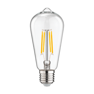 6W Dimmable Clear ST64 Filament LED Bulb – E27, 4000K Cool White on a transparent background