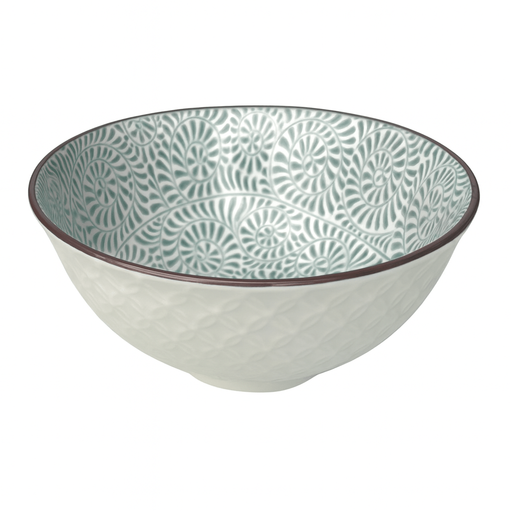 Grey Leaves Twirls Ceramic Bowl