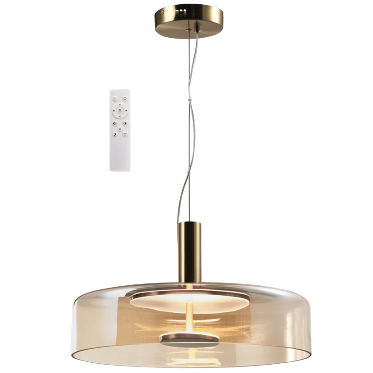 Bronze and amber glass pendant light - transparent background, 1254 x 1254